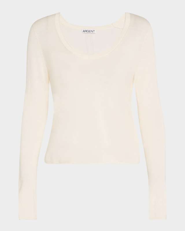 Scoop-Neck Knit T-Shirt
